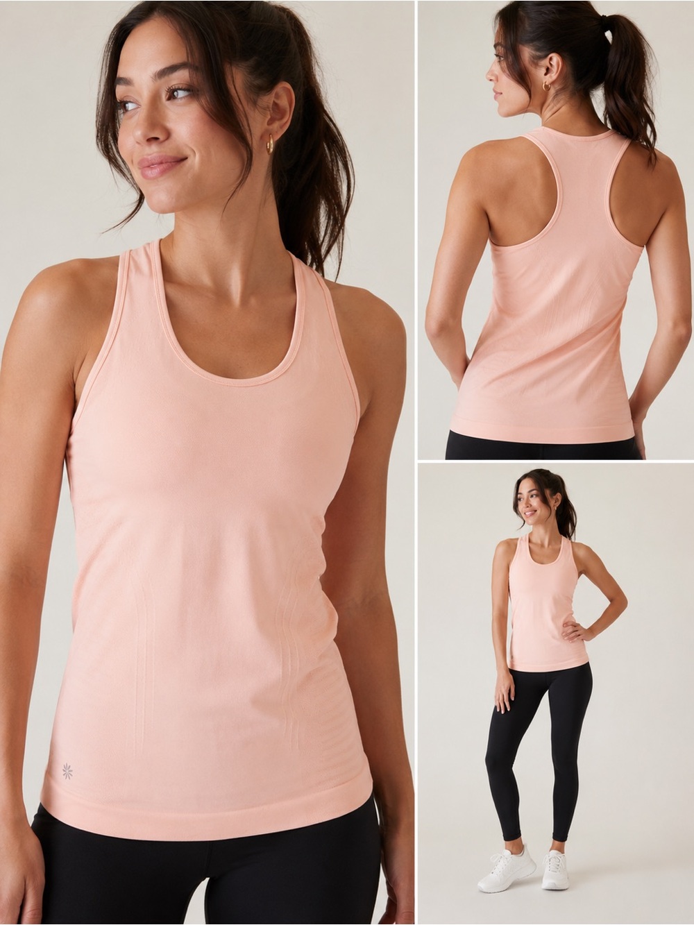 Athleta Peach Pink Seamless Racerback Workout Tank Top Size S